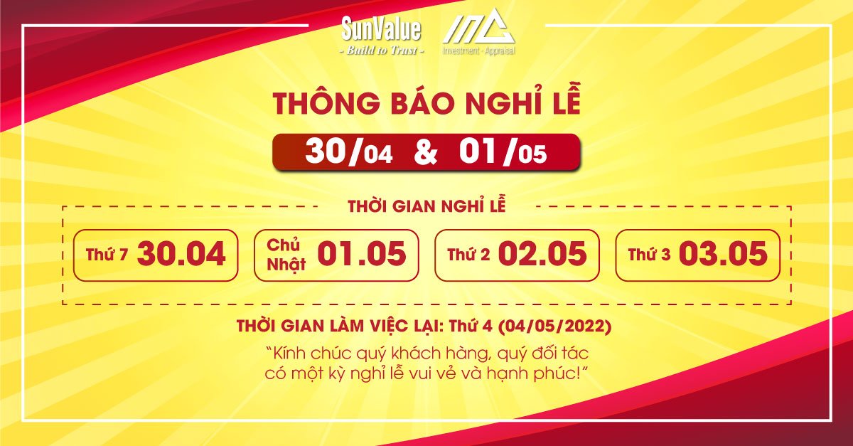 THÔNG BÁO LỊCH NGHỈ LỄ 30/4 VÀ 1/5