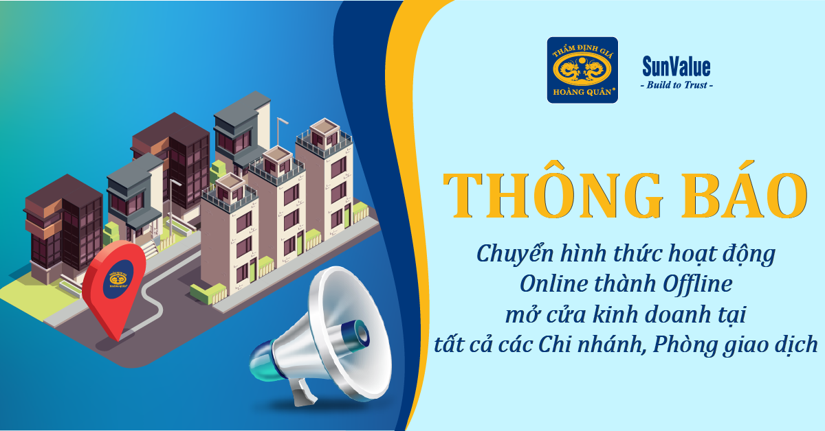 THÔNG BÁO CHUYỂN HÌNH THỨC HOẠT ĐỘNG ONLINE THÀNH OFFLINE MỞ CỬA KINH DOANH TẠI TẤT CẢ CÁC CHI NHÁNH, PHÒNG GIAO DỊCH